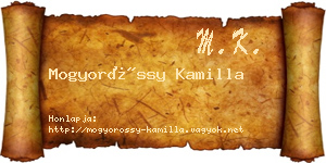 Mogyoróssy Kamilla névjegykártya
